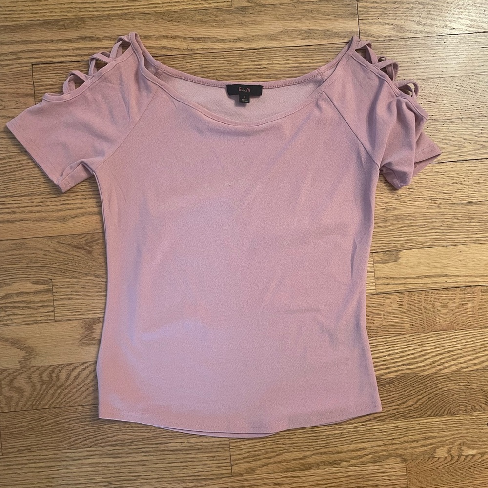 FA Pink Fitted Cut Out Short Sleeve Blouse